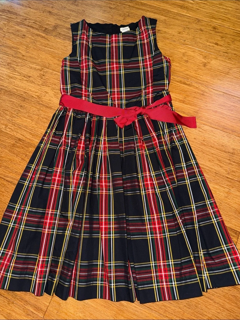 J. Crew Crewcuts Tartan black plaid Dress with red Sash size 12 NWOT